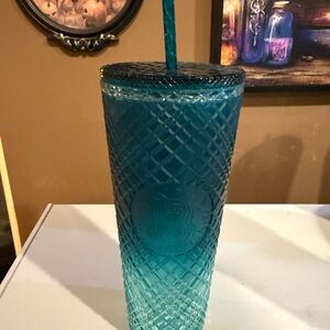 Starbucks 2023 Spring Teal Jeweled Green Blue Ombre Cold Cup Tumbler.